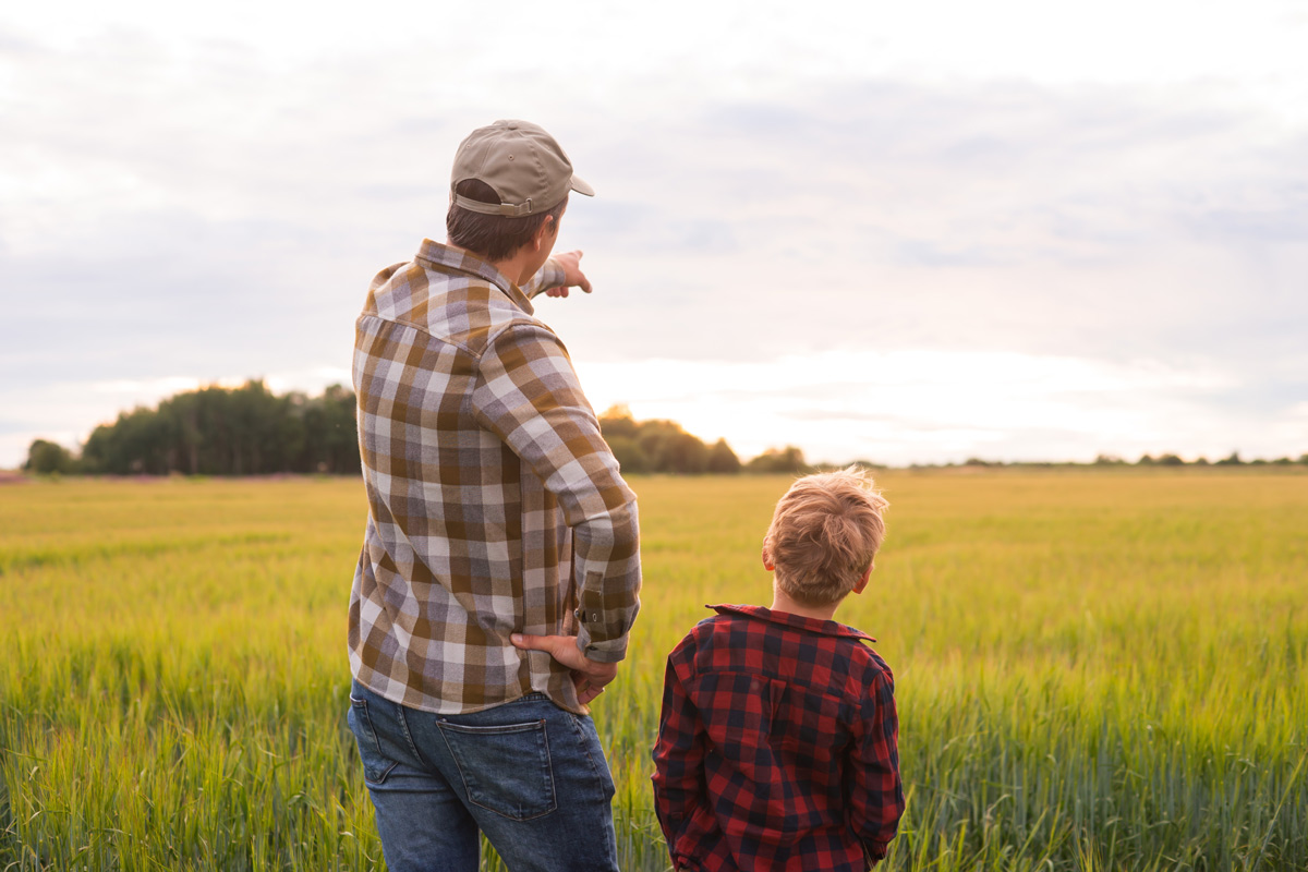 Two people on a field